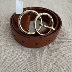 Tan Belt with Gold Buckle